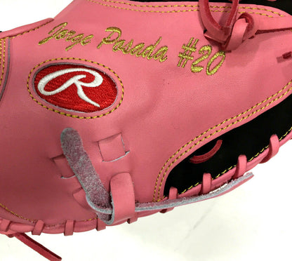 Jorge Posada Signed Game Model Catchers Glove Pink Mothers Day Yankees Auto JSA