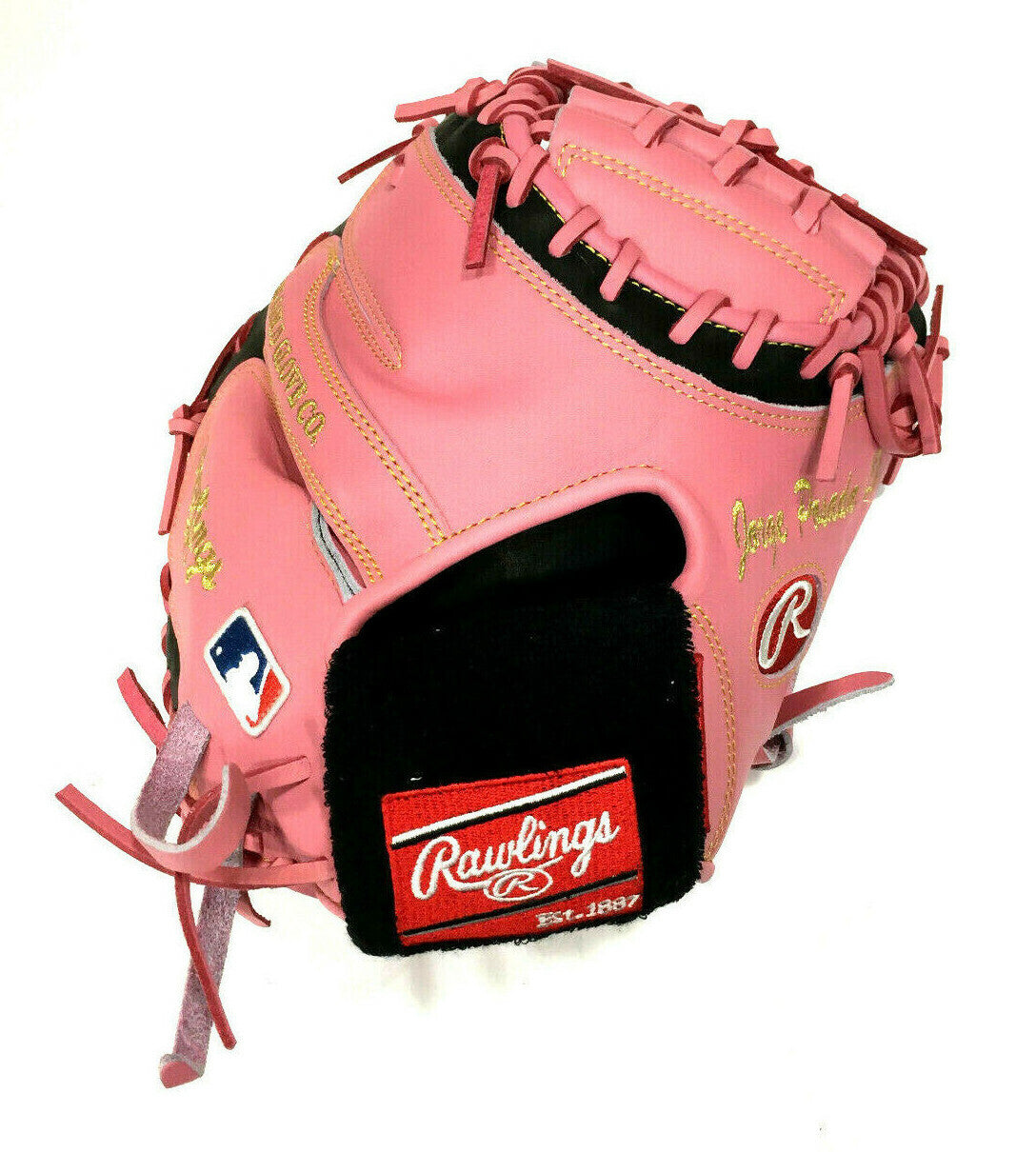 Jorge Posada Signed Game Model Catchers Glove Pink Mothers Day Yankees Auto JSA