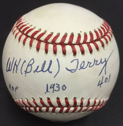 WH Bill Terry Signed NL Baseball HOF 1930 401 avg Mint Autograph JSA COA