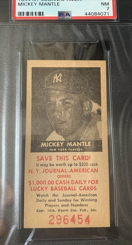 1954 NY Journal American Mickey Mantle Card PSA 7 Mint NICE CENTERED HOF YANKEES