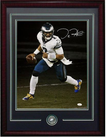 Jalen Hurts Signed 16x20 Photo Framed Eagles Coin Mint Autograph JSA COA