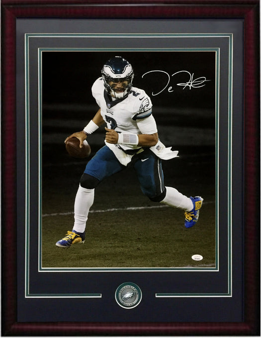 Jalen Hurts Signed 16x20 Photo Framed Eagles Coin Mint Autograph JSA COA