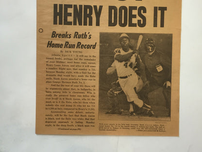 Hank Aaron Signed April 9 1974 Daily News 715 HR Newspaper Mint Autograph PSA