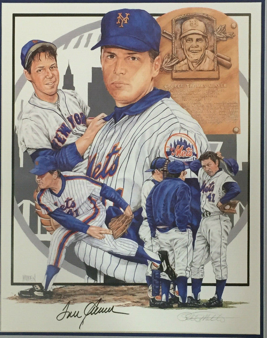 Tom Seaver 1969 Mets Signed Paul Madden Litho Framed Autograph HOF COA