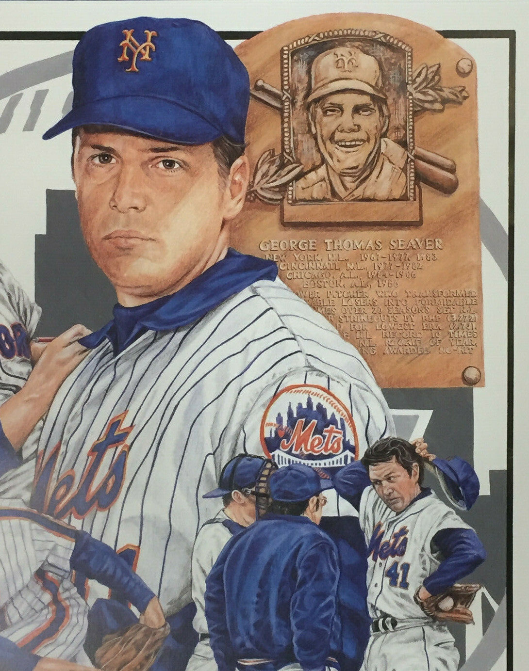Tom Seaver 1969 Mets Signed Paul Madden Litho Framed Autograph HOF COA