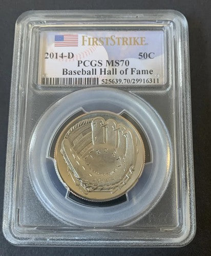 2014-D Baseball Hall of Fame 50c First Strike PCGS MS70 Silver Mint