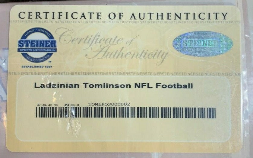 LaDainian Tomlinson Signed NFL Pro Football Jets Chargers Hof autograph Steiner