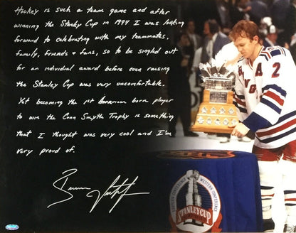 Brian Leetch Signed 1994 Rangers 16x20 Story Photo Framed Suede auto Steiner COA