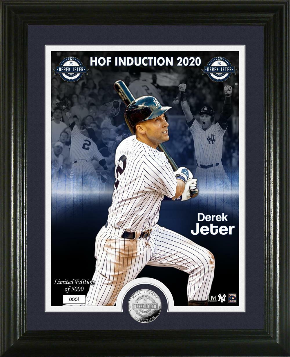 Derek Jeter Yankees HOF 2020 8X10 photo framed coin CAREER /5000 HIGHLAND MINT