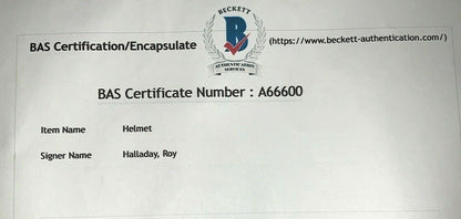 Roy Halladay Phillies Signed Mlb BATTING HELMET FS Mint Hof Auto Beckett Bas