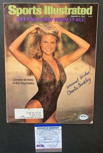 Christie Brinkley Signed Sports Illustrated 1st Swimsuit Warmest Wishes Auto Psa