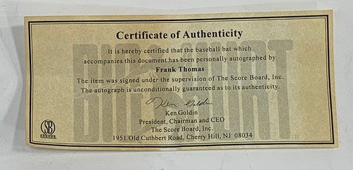 Frank Thomas Signed Big Stick Pro Model Baseball Bat Mint Auto Score Board COA