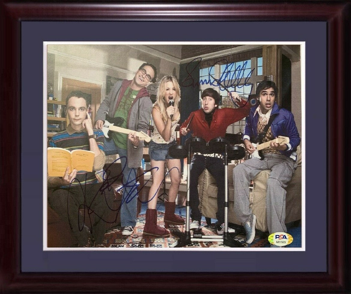 Big Bang Theory Cuoco Galecki Helberg Signed 8x10 Photo Framed 3 Auto PSA Coa