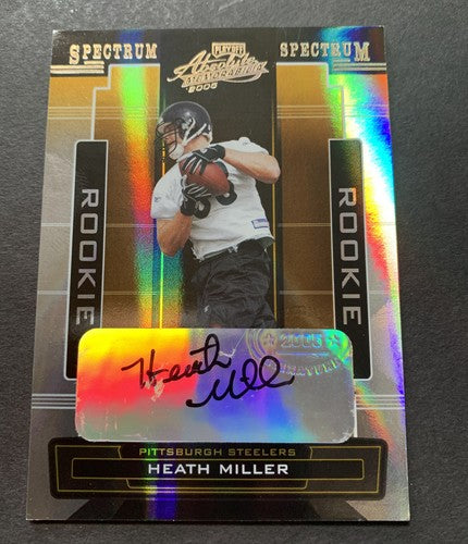2005 Heath Miller PLAYOFF ABSOLUTE SPECTRUM Rc Rookie Auto 95/100 Steelers