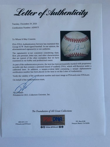 President George H W Bush Signed Official Baseball Bold Autograph Psa Coa