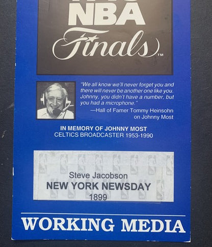 1993 NBA FINALS Press Media Full Ticket MICHAEL JORDAN MVP 3 Peat Chicago Bulls