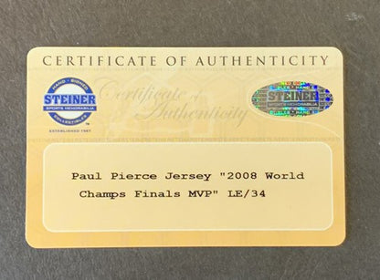 Paul Pierce Signed INS Finals MVP Adidas Celtics  Jersey Auto Steiner COA LE /34