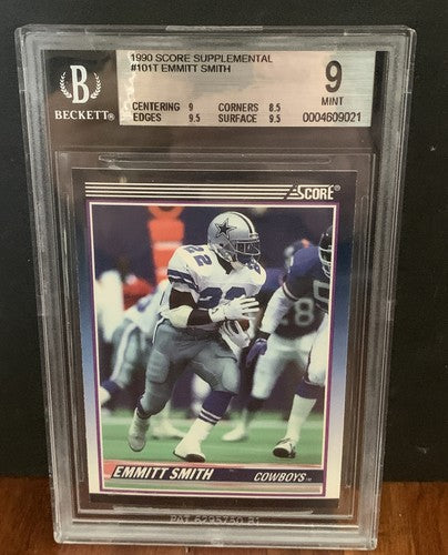 1990 Score Supplemental Rookie #101T Emmitt Smith  BGS 9 W/ 2 9.5 Sub Mint +