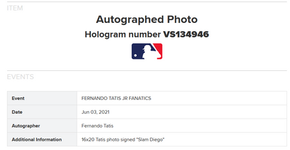 Fernando Tatis Jr Padres Signed 16x20 Photo INS Slam Diego framed Autograph JSA