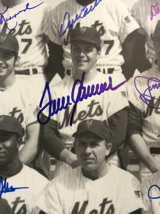 1969 Mets Team Signed 16x20 Photo Framed 27 Auto Tom Seaver Nolan Ryan Berra JSA