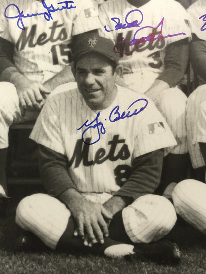 1969 Mets Team Signed 16x20 Photo Framed 27 Auto Tom Seaver Nolan Ryan Berra JSA