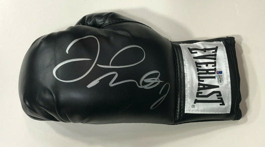 Floyd Mayweather signed black Everlast boxing glove pair auto Beckett BAS COA