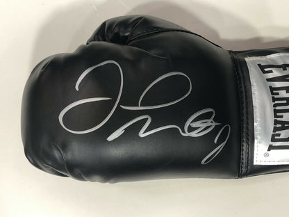 Floyd Mayweather signed black Everlast boxing glove pair auto Beckett BAS COA