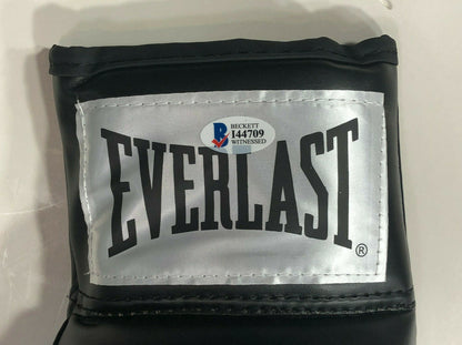 Floyd Mayweather signed black Everlast boxing glove pair auto Beckett BAS COA