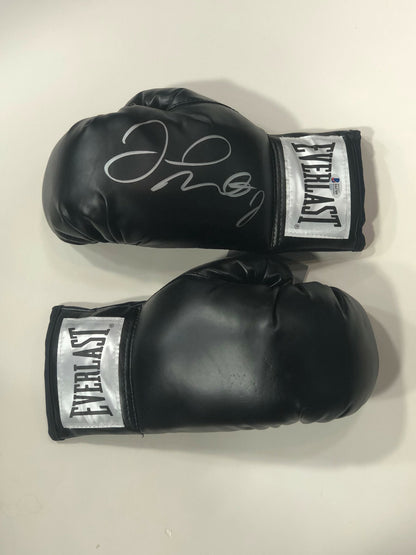Floyd Mayweather signed black Everlast boxing glove pair auto Beckett BAS COA
