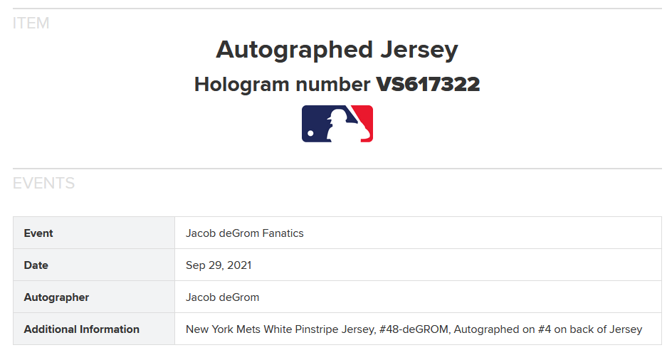 Jacob DeGrom Signed Authentic NY Mets #48 Nike Jersey Autograph Fanatics COA CY