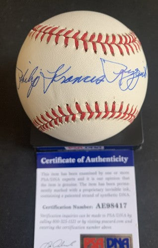 Phil Rizzuto Signed Full Name Phillip Francis Baseball Mint Yankees Hof Auto Psa