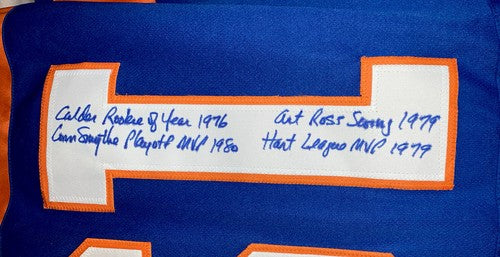 Bryan Trottier Signed Islanders 8 Stat Jersey HOF Stanley Cup Mvp Auto Steiner