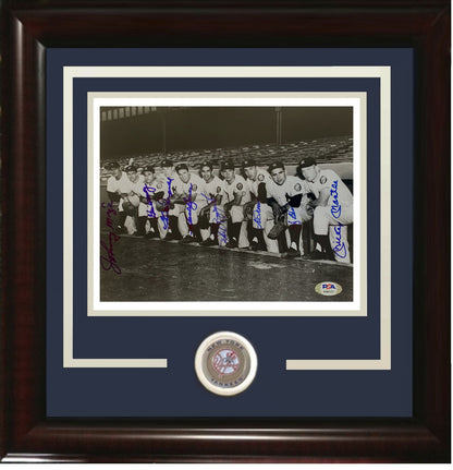 1952 Mickey Mantle Yogi Berra Yankees Team Signed 8x10 photo framed 8 Auto PSA