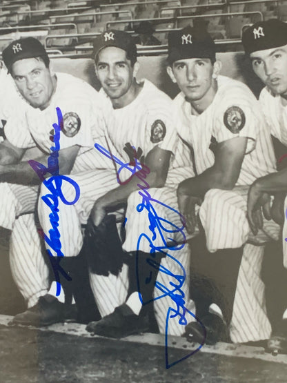 1952 Mickey Mantle Yogi Berra Yankees Team Signed 8x10 photo framed 8 Auto PSA