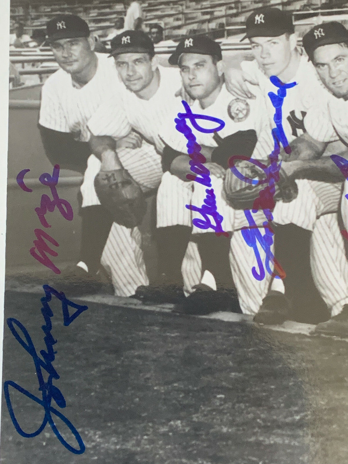 1952 Mickey Mantle Yogi Berra Yankees Team Signed 8x10 photo framed 8 Auto PSA