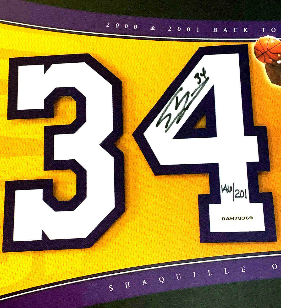 Kobe Bryant Shaquille O'Neal Signed Lakers Jersey # 8 & 34 Framed Auto UDA /201