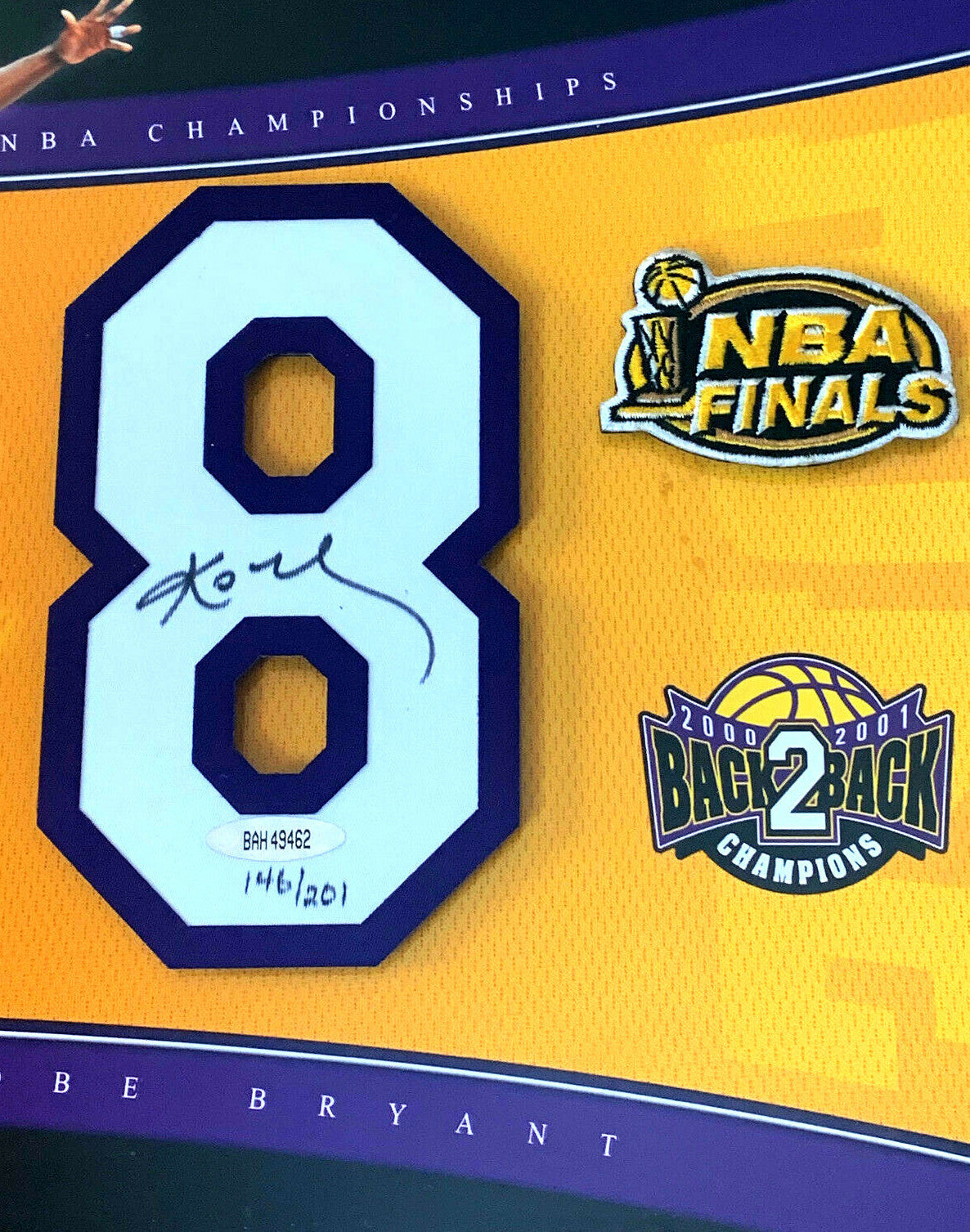 Kobe Bryant Shaquille O'Neal Signed Lakers Jersey # 8 & 34 Framed Auto UDA /201