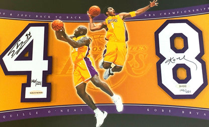Kobe Bryant Shaquille O'Neal Signed Lakers Jersey # 8 & 34 Framed Auto UDA /201