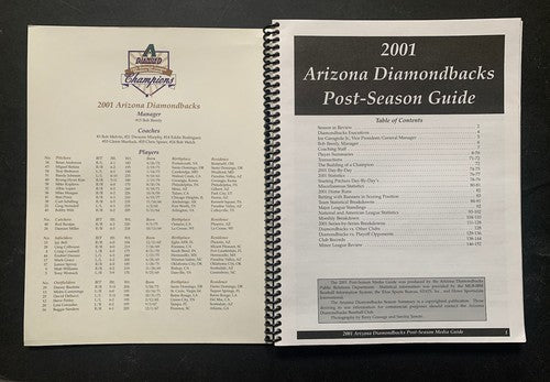 2001 ARIZONA DIAMONDBACKS POSTSEASON WORLD SERIES MEDIA GUIDE 9/11 Vs Yankees