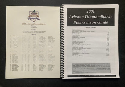 2001 ARIZONA DIAMONDBACKS POSTSEASON WORLD SERIES MEDIA GUIDE 9/11 Vs Yankees