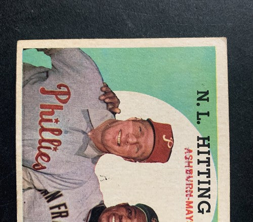 1959 Topps #317 NL Hitting Kings Willie Mays Richie Ashburn VG/ EX Hof