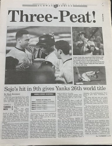 4 Yankees 2000 Subway World Series Poster Set Newsday Newspapers