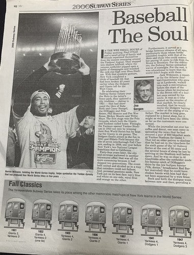 4 Yankees 2000 Subway World Series Poster Set Newsday Newspapers