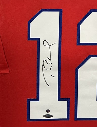 Tom Brady Signed Patriots Red Nike Throwback Jersey Framed SB MVP Auto Steiner
