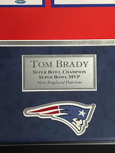 Tom Brady Signed Patriots Red Nike Throwback Jersey Framed SB MVP Auto Steiner