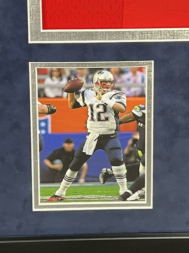 Tom Brady Signed Patriots Red Nike Throwback Jersey Framed SB MVP Auto Steiner