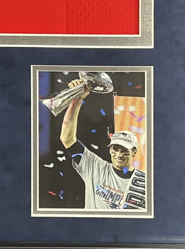 Tom Brady Signed Patriots Red Nike Throwback Jersey Framed SB MVP Auto Steiner