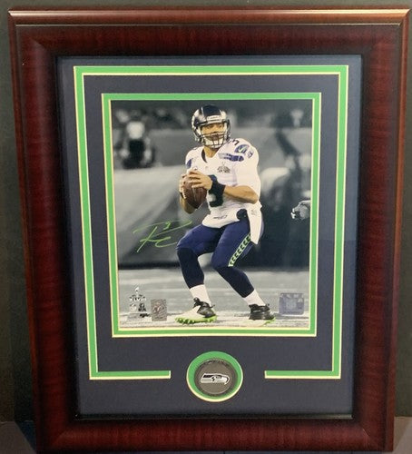Russell Wilson signed 8x10 spotlight photo framed Seahawks Authenticated Holo