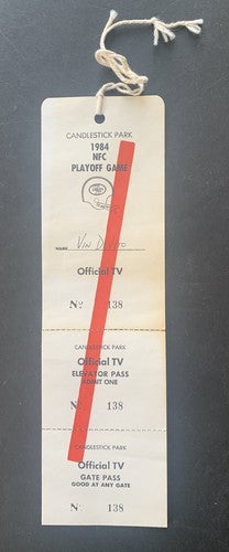 1984 NFL Playoff Game Press Full Ticket 49ers 1/6/85 Chicago Bears Joe Montana