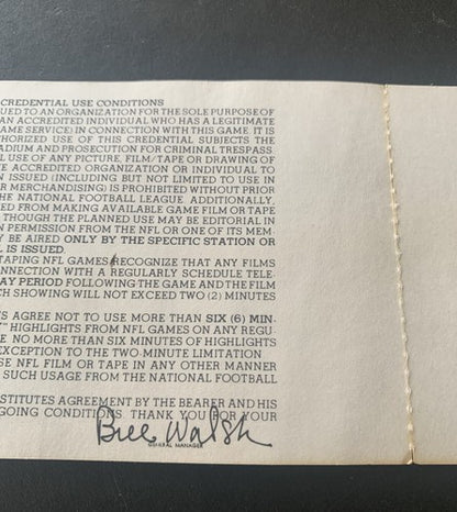 1984 NFL Playoff Game Press Full Ticket 49ers 1/6/85 Chicago Bears Joe Montana